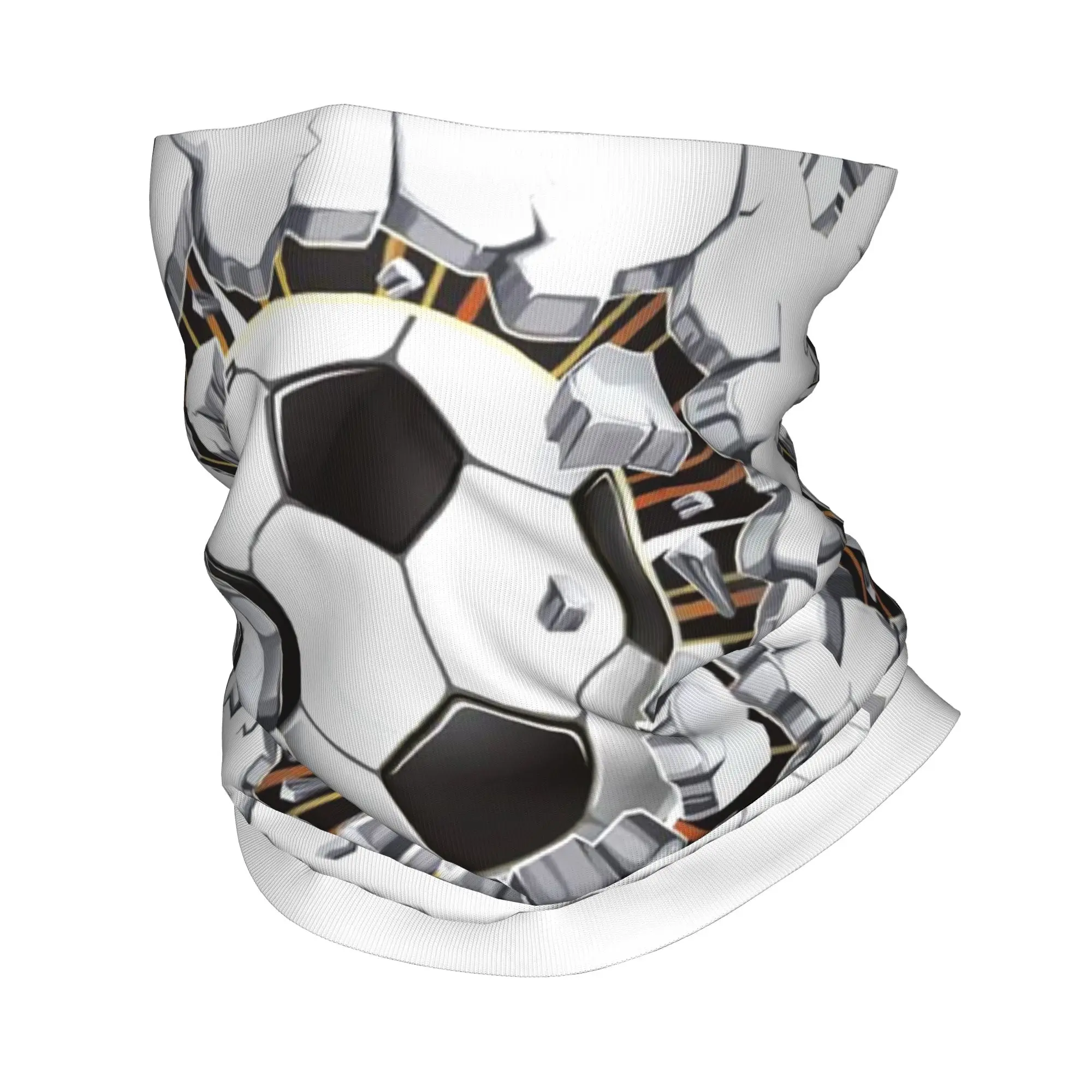 Custom Cartoon Football Pattern Bandana Neck Warmer Men Women Winter Ski Tube Scarf Gaiter Soccer Ball Face Cover