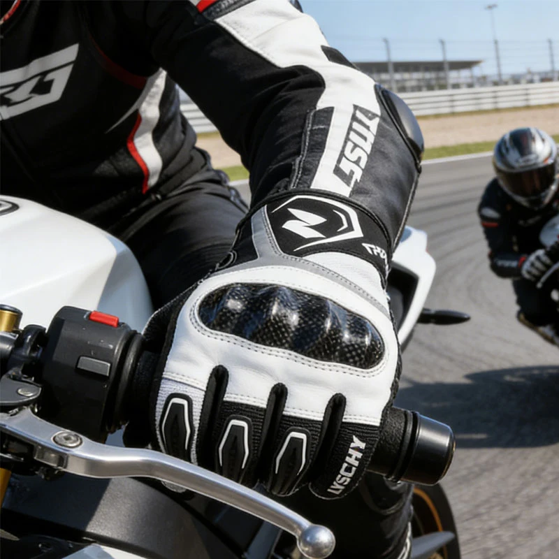 

CE Certified Carbon Fiber Motorcycle Gloves LYSCHY Summer Breathable Mesh Anti-Slip Protection Racing Riding Glove for Unisex
