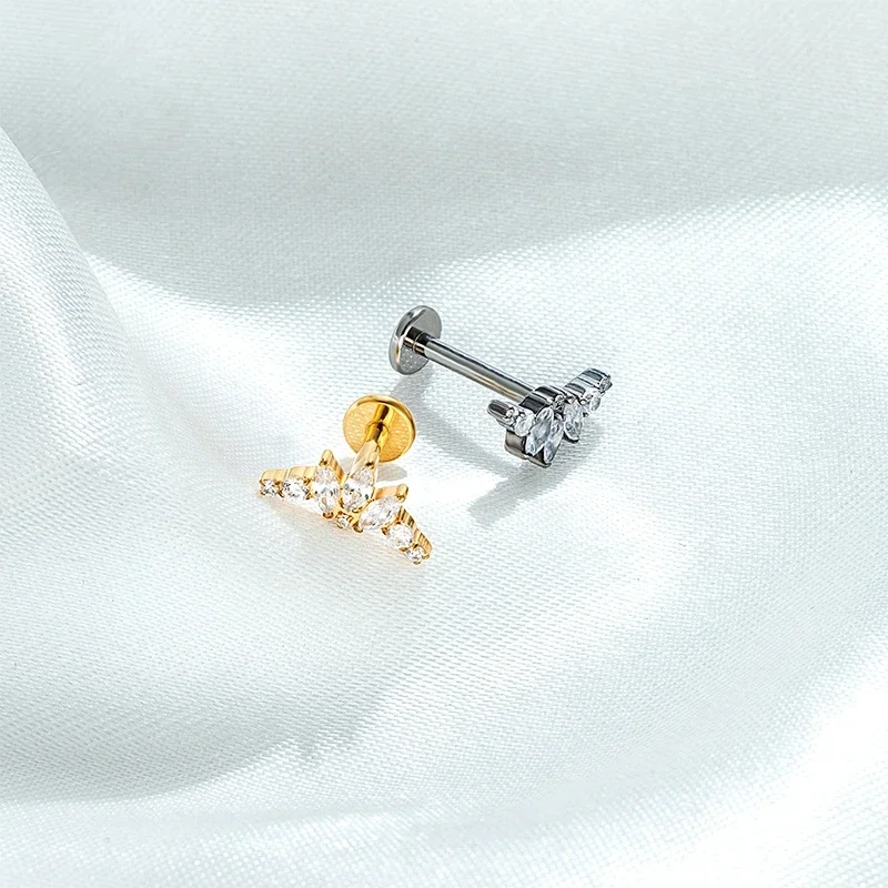 

ASTM F136 G23 Titanium Piercing CZ Ear Stud Internally Threaded Lip Rings Cartilage Helix Tragus Lobe Daith Earring Body Jewelry