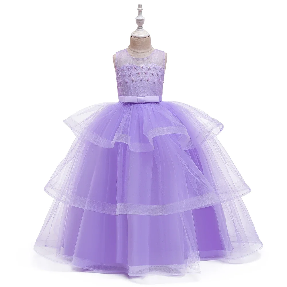 Girl Dress 6 Colors 120cm-170cm Children European and American Long Skirt Gauze Ball Gown Princess Vestidos Party Performance