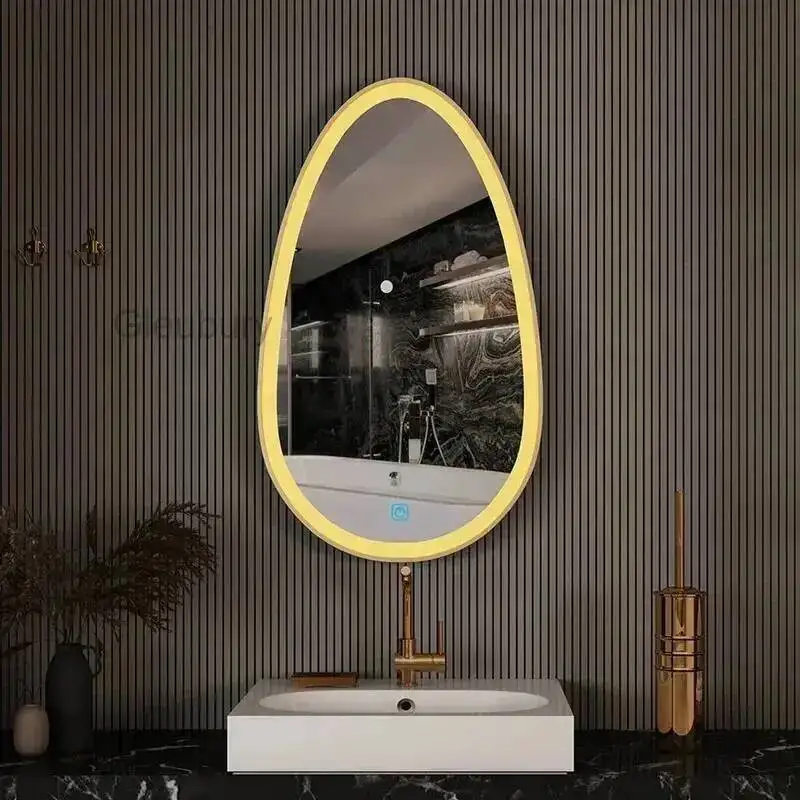Up Irregular Hanging Wall Mirror Make Bathroom Vanity Smart Vanity Mirror Led Light Miroir Salle De Bain Room Decoration Items