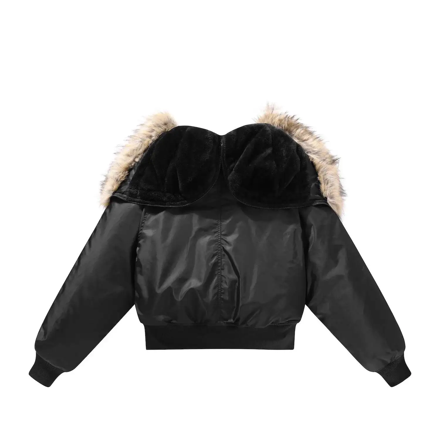 Retro American N2B Hooded Thickened Jacket Men's Women's Short Style Polyester Fiber Fill Winter Outerwear With Removable Fur..