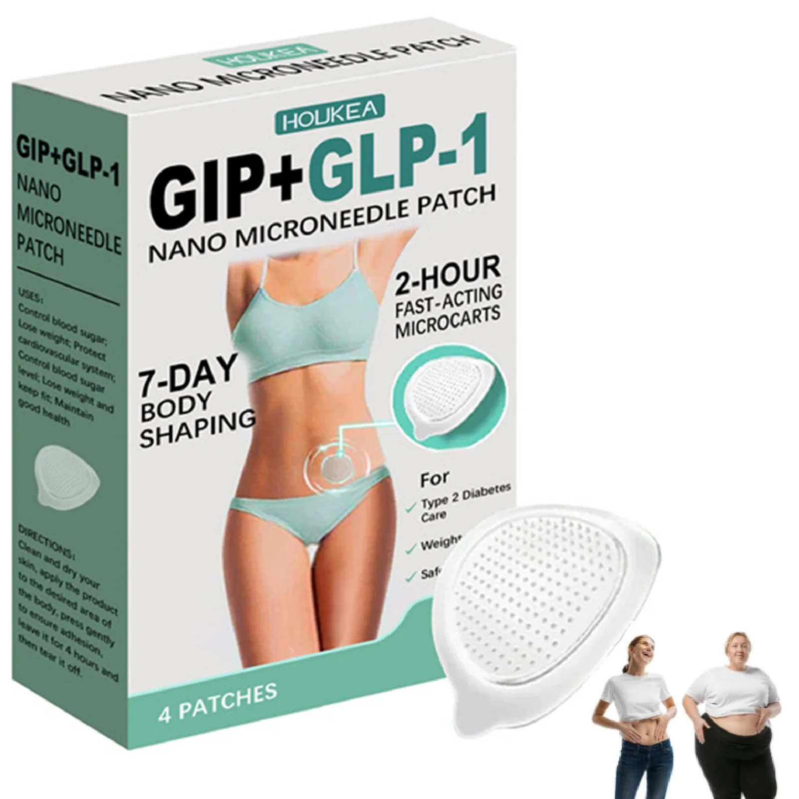 

GIP GLP-1 Nasos Patch GLP 1 Патчи для женщин Унисекс Нежные наклейки для похудения Укрепляющая кожа Пластырь для ухода за телом 4 шт./кор.