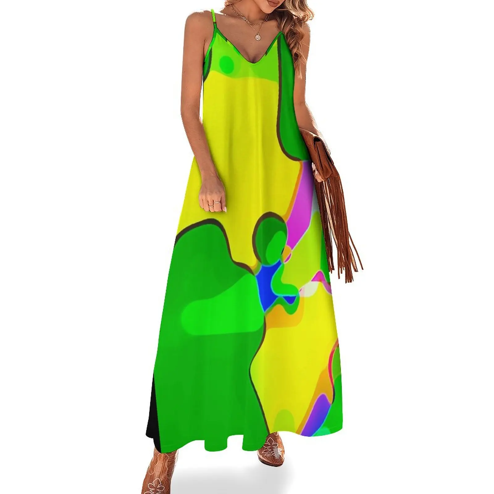 

Funky salad sample - abstract landscape Sleeveless Dress women's evening dress 2025 elegant chic wedding evening dresses Dress