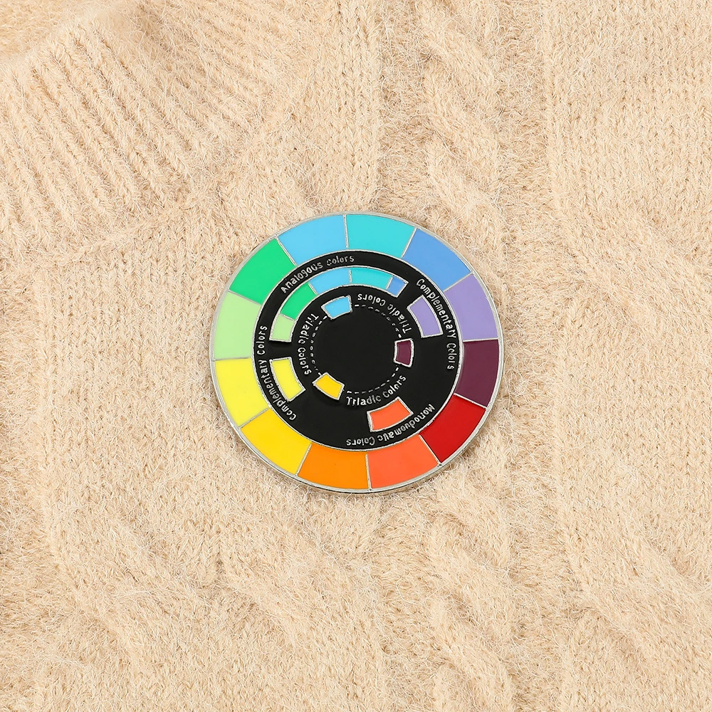Colorful Wheel Enamel Brooch Theory Artist Badge Gifts Lapel Pins for Backpack Hat Jacket Badge Accessories