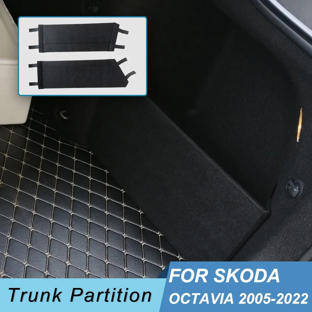 

For Skoda Octavia Mk2 Mk3 Mk4 Sedan 2005-2021 Car Accessories Flannel Auto Trunk Side Storage Organizer Board Baffle Partitions