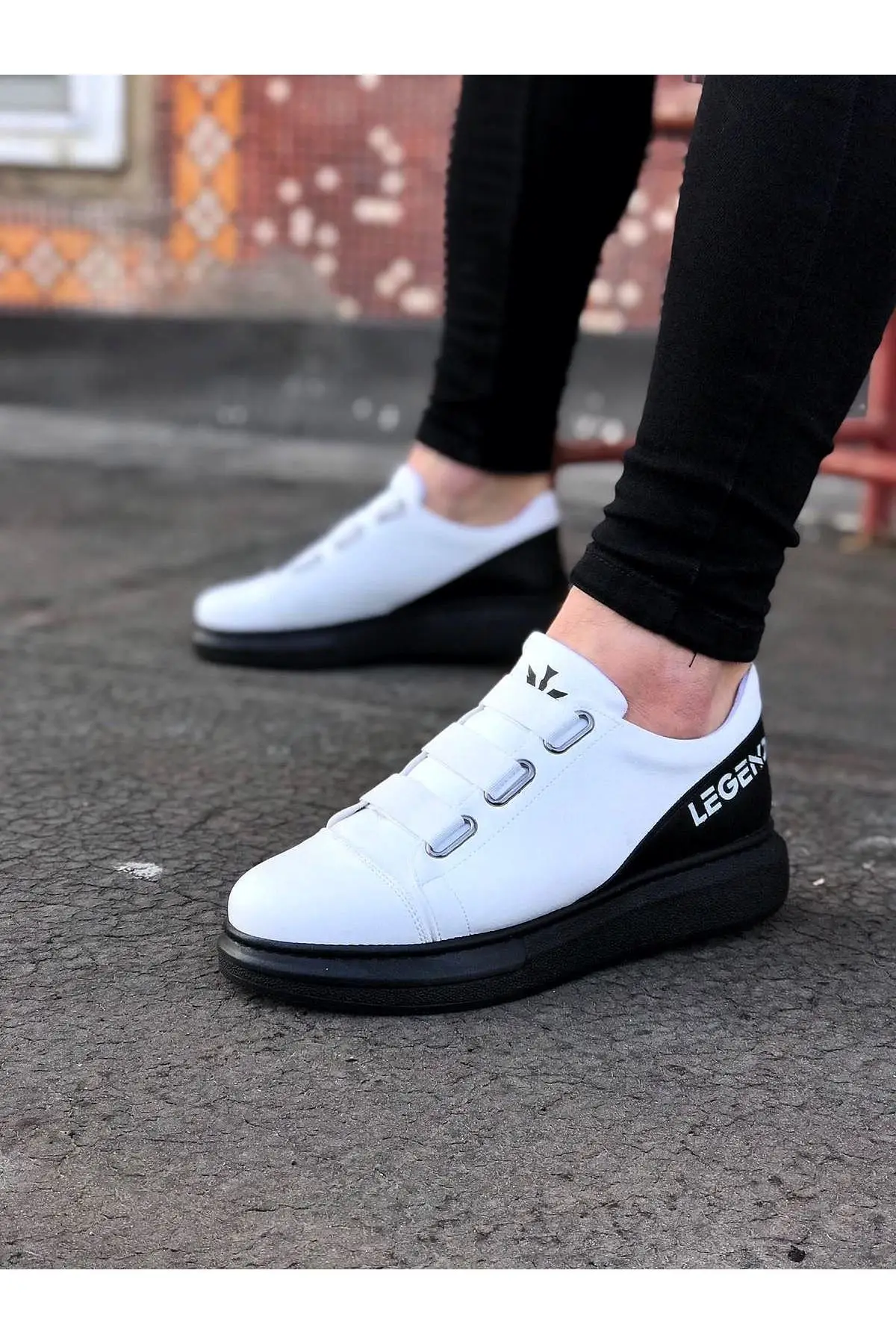 Wagon Men\'s Sneakers Sport Shoes White Lace Up Closure Faux Leather Spring and Autumn Seasons Comfortable Slip On In 2022 Fashion Wedding Orthopedic