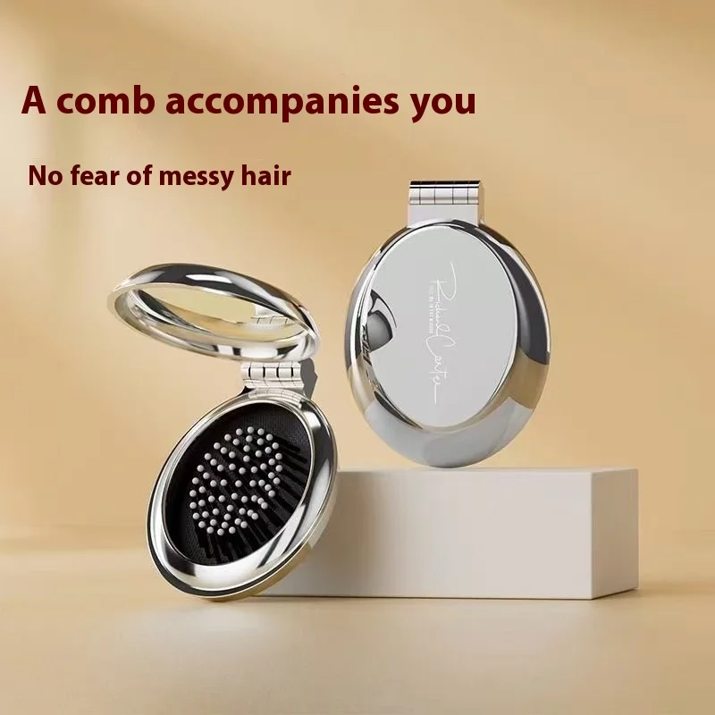 

Electroplating folding comb portable folding comb for women children's air bag air cushion hair massage mirror integrated comb