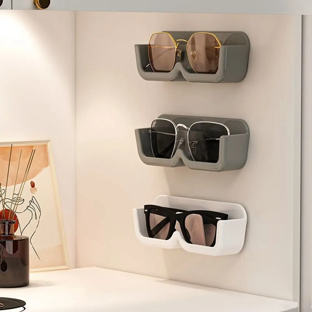 Plastic Glasses Storage Box Self-adhesive Wall Mounted Sunglasses Storage Holder Space Saving Punch-free