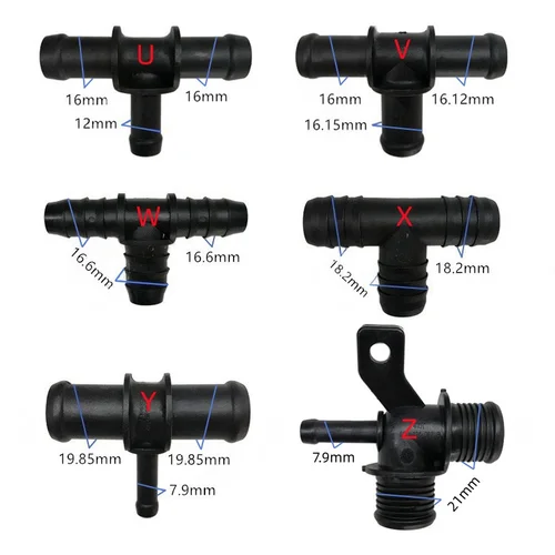 Conector en T de 8mm, 16mm, 20mm23mm, conector rápido de línea de combustible, plástico, calidad de resistencia a altas temperaturas con color negro, 2 uds. Por lote