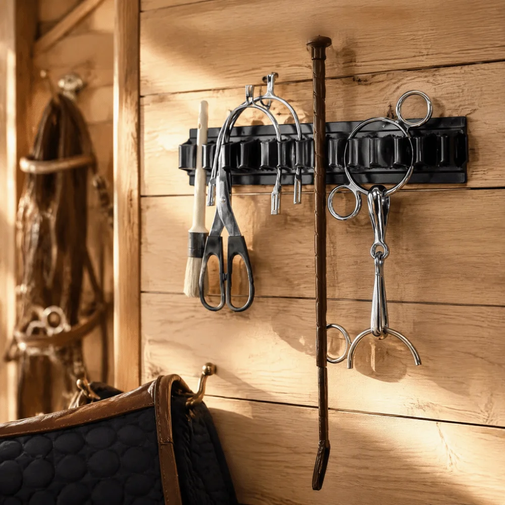 Plastic Horse Whip Crop Holder Black Space Saving Horse Whip Stand Wall-Mounted Easy Installation Horse Whip Storage Rack
