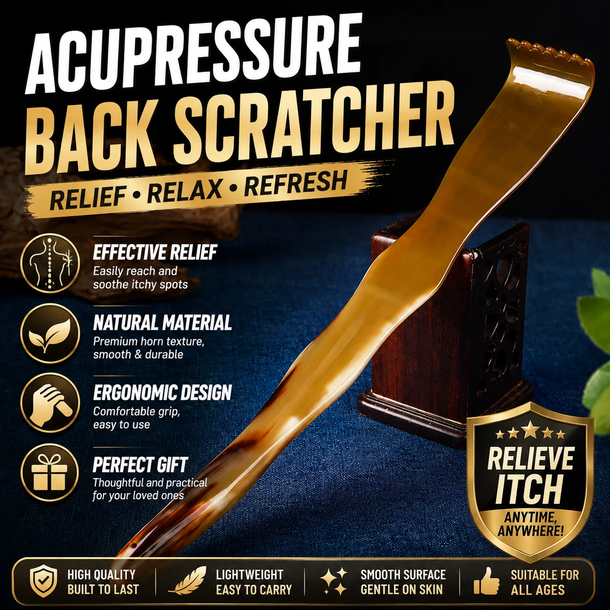 Yak horn itchy tickling old man happy not asking for help tickler scratching back artifact tickling scratching back scratcher