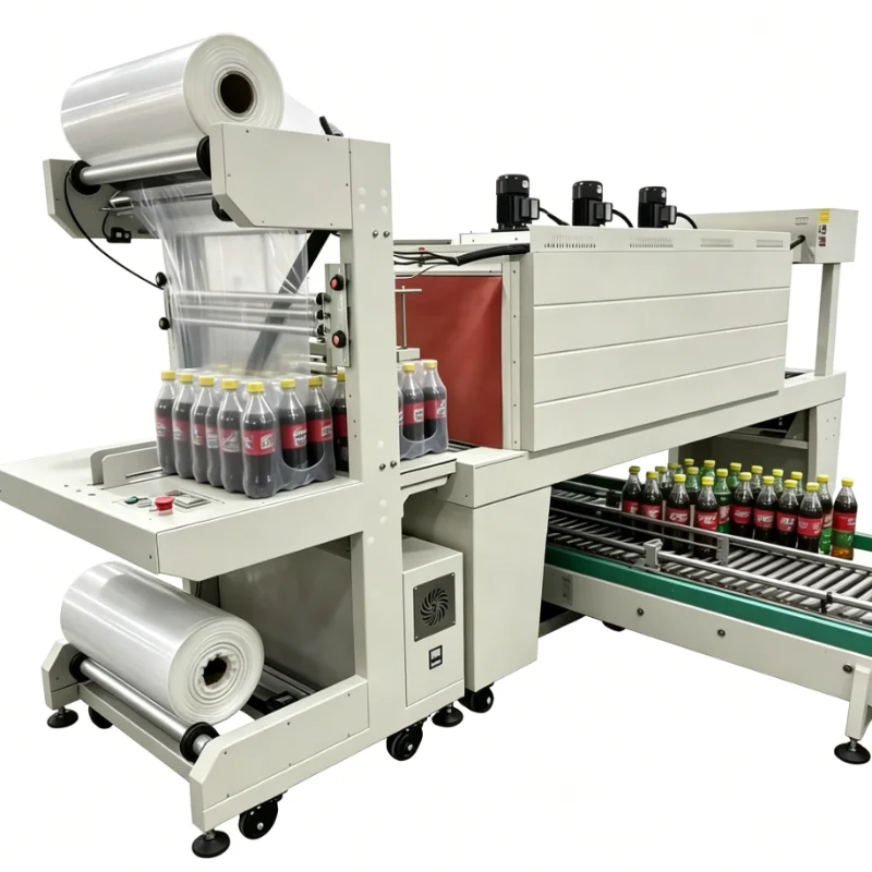 Shrink Packaging Tunnel Machine Electric Conveyor System Heat Sealer Adjustable Temperature POF Film Industrial Wrapper