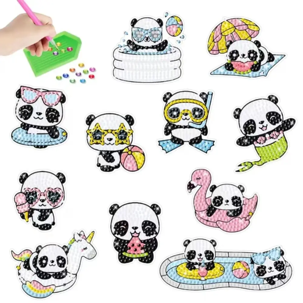 Panda, dinosaurio, León, Etc. Pegatinas de pintura de diamante redondas DIY, pegatina de pared de diamante redondo de Animal, Material de PVC