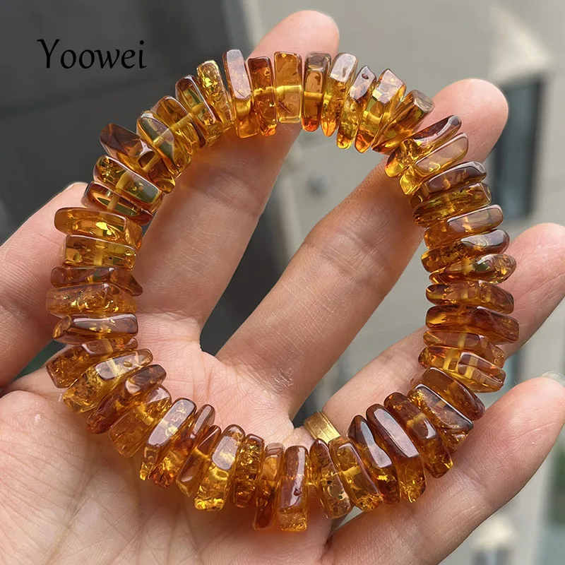Big Amber Bracelet for Unisex Unique Natural Genuine Floral Plant Square Irregular Diy Bead Exaggerated Luxury Jewelry Supplier