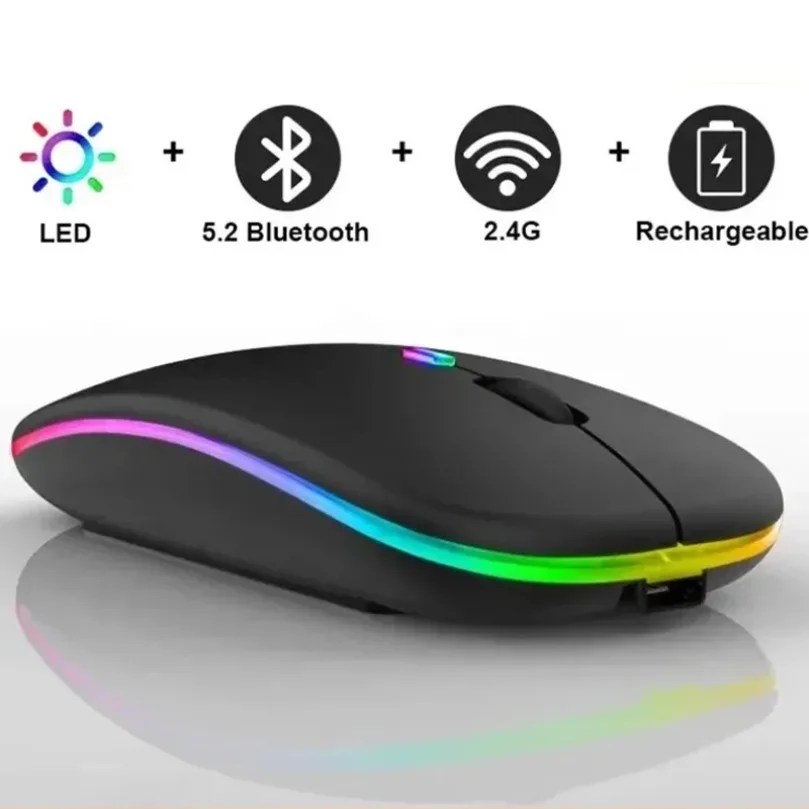 Silent Wireless Mouse for Laptop 2.4GHz Rechargeable 1600DPI Quiet Click Noiseless Optical Mice with USB Receiver PC Computer
