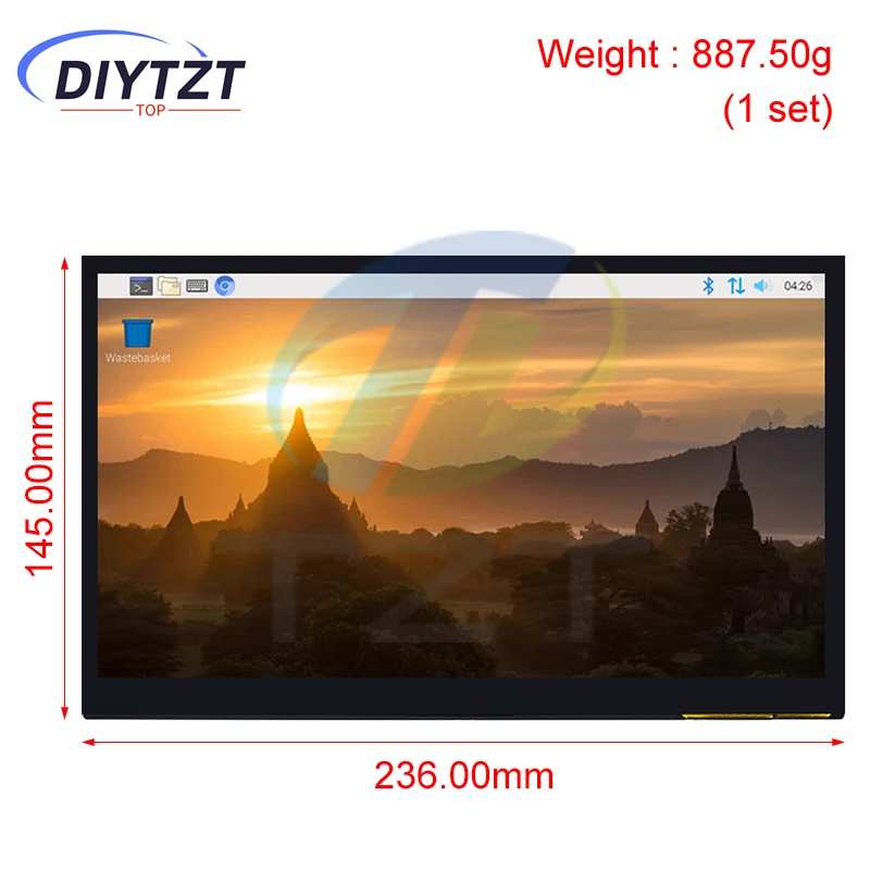 10,1 inch HDMI-compatibele LCD-displaymodule 10,1 "capacitief touchscreen 1024X600 IPS HD-weergave voor Raspberry Pi B 3B +/4B