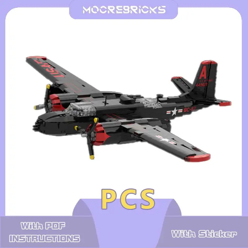 WW II Weapon A-26B Invader Model Assembly Bricks Light Ground Strike Aircraft Building Blocks Technology Bricks Kids Toy Gift