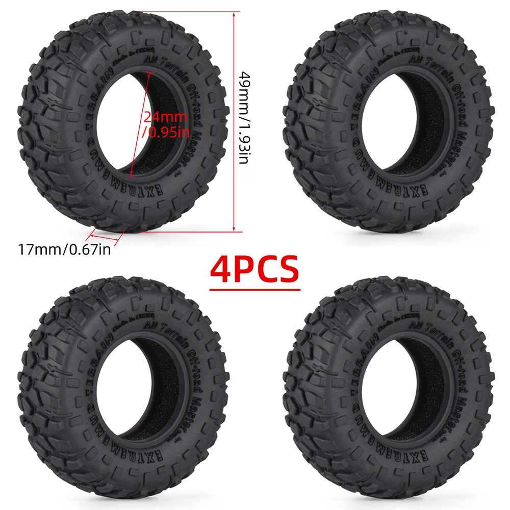 9IMOD 1.0 inch RC Tires 4pcs Rubber Wheel Tyre Set for 1/18 TRX4M 1/24 Axial SCX24 RC Crawler Car Upgrade Parts