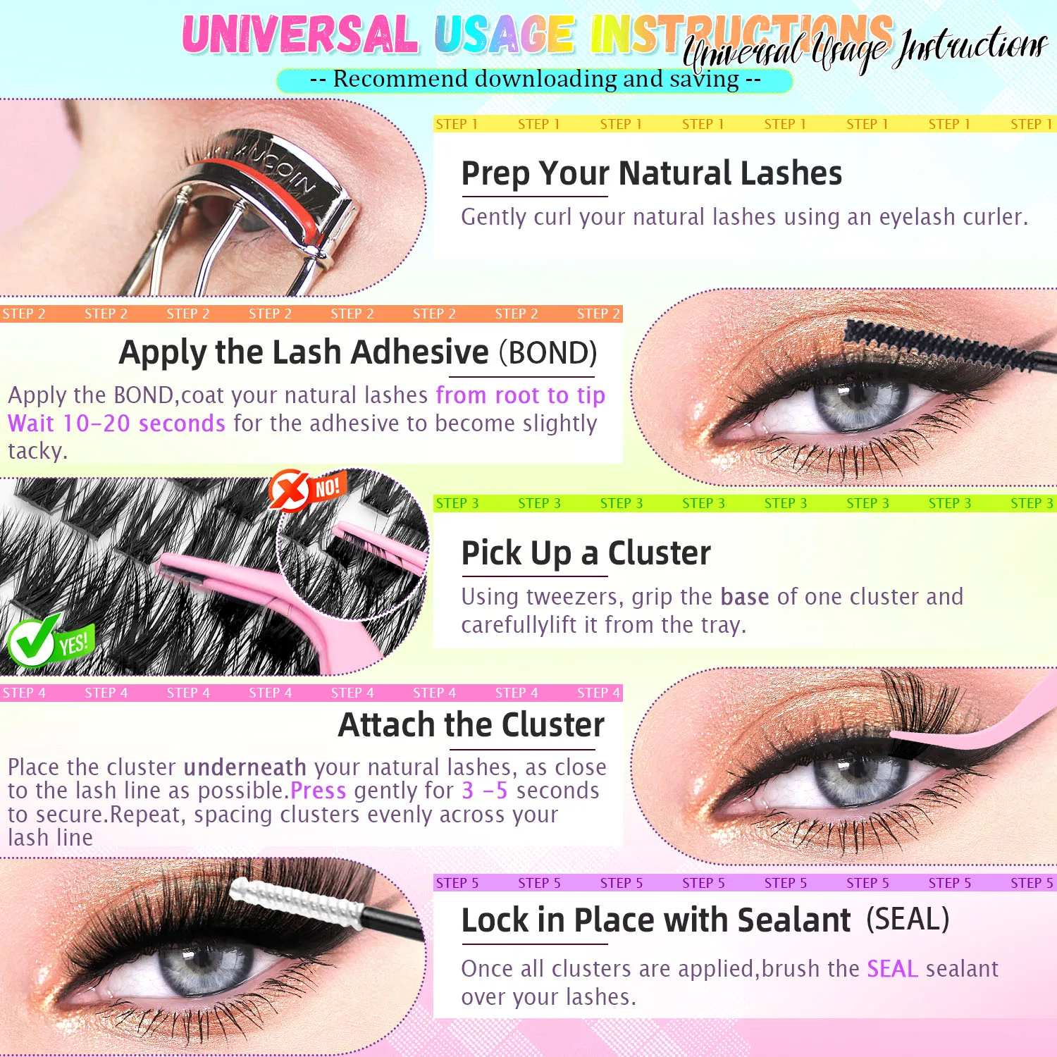 RED SIREN Segmentierte Einzelwimpern, Faux Mink Flauschige Manga-Wimpernbündel, Selbstklebende Künstliche Wimpern für Tägliches Make-up – Detail 4