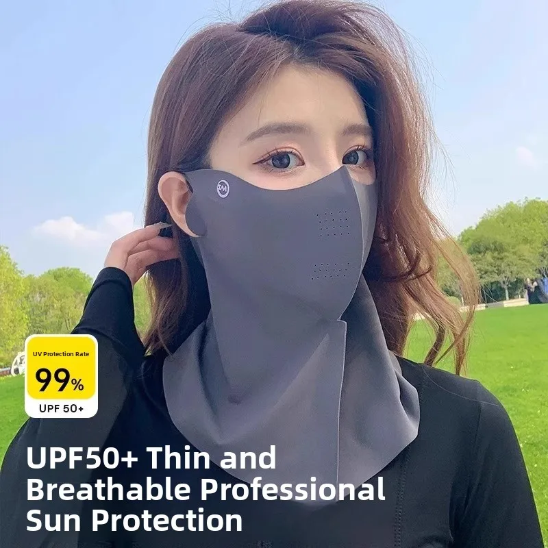

Women's Summer UV Protection Face Mask Breathable Neck Covering Sunshade Full Face Ice Silk Mask for Cycling And Driving