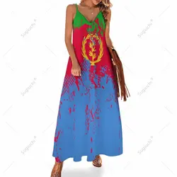 Long Dresses Dress Eritrea Flag Print New Casual Sleeveless Women's V-Neck Printed Dress Swing Retro Dresses