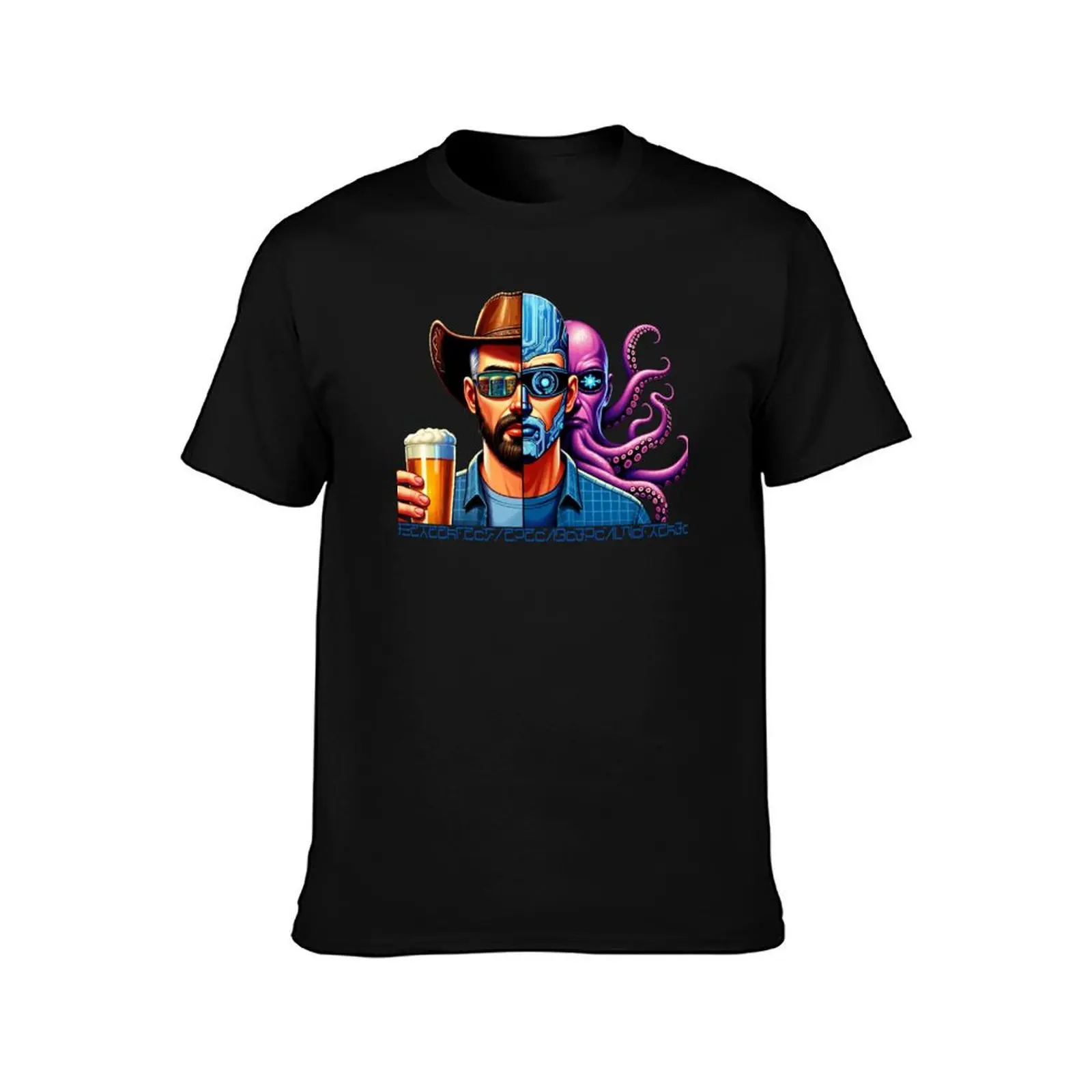 Cowboy Droid Alien with script T-Shirt Big Size Short Sleeve Tee for Men