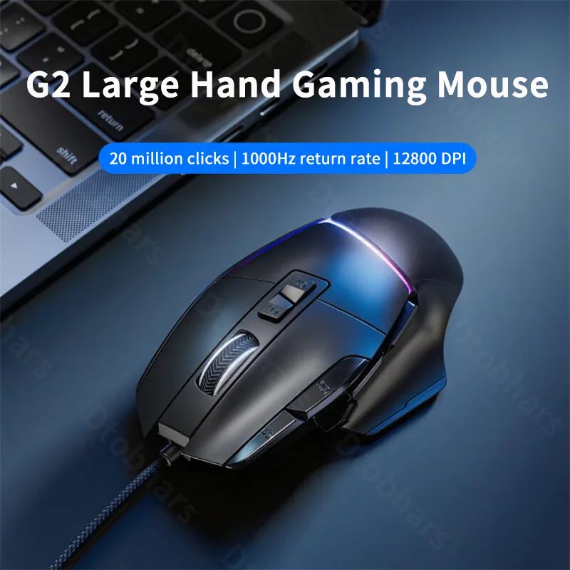 Wired Game Mouse 12800DPI RGB Light Effect 9 Buttons Macros Ergonomics Design 7000FPS E-sports Mause Play Game For Gamer Mice