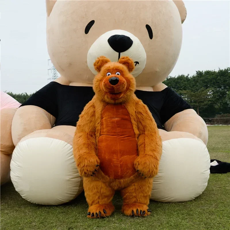 300cm Inflatable Cute Furry Plush Bear Cartoon character Mascot Costume Advertising Ceremony Fancy Dress Party Animal carnival