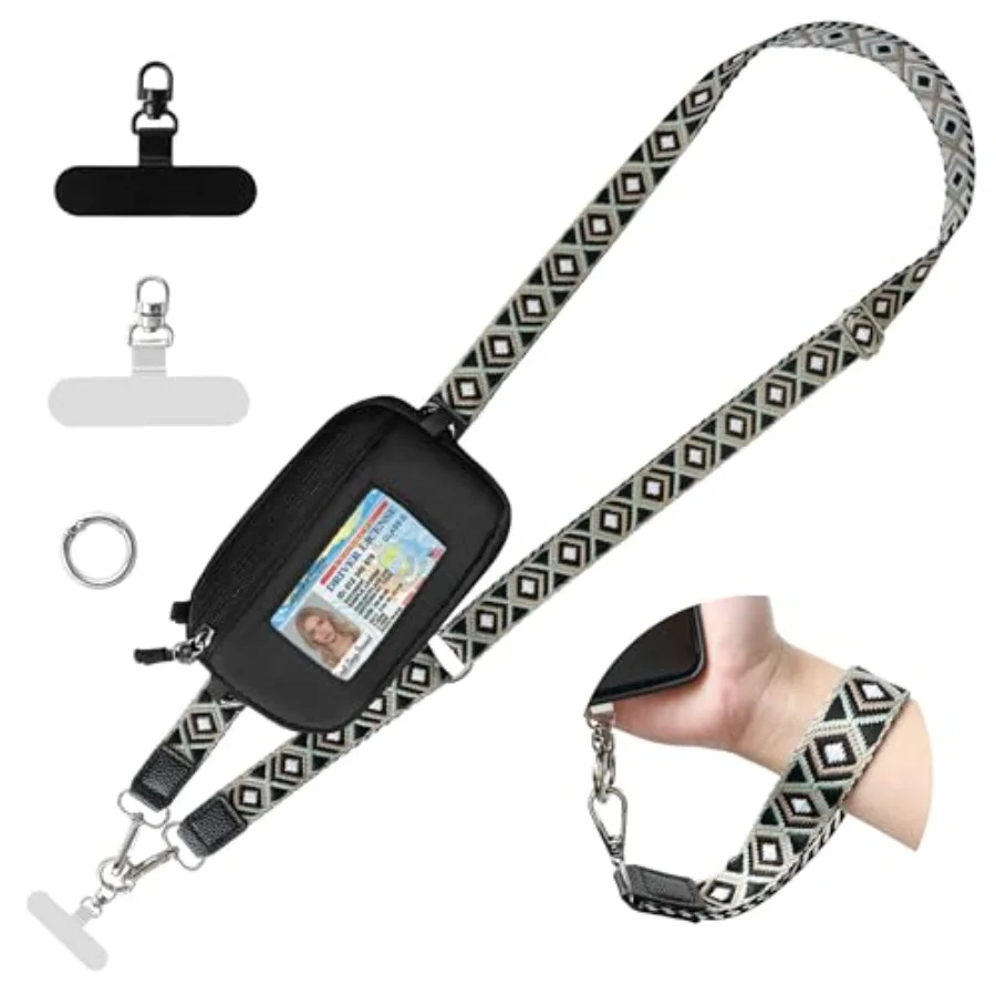 

Clip and Go Strap for Phone with Wallet Crossbody Cell Phone Lanyard for Women Men Adjustable Phone Strap with Detachable Wrist