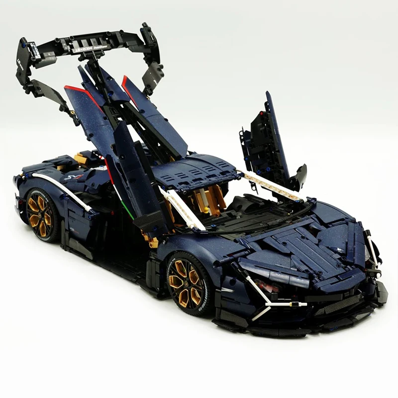 Technical Blue Racing Sport Car Building Block City Mechanical Speed Vehicle Model Brick Toys For Children Birthday Gift MOC