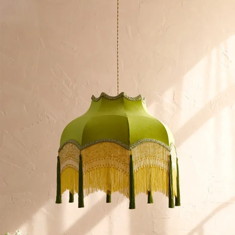 

French vintage velvet dining room lamp, American living room bedroom chandelier