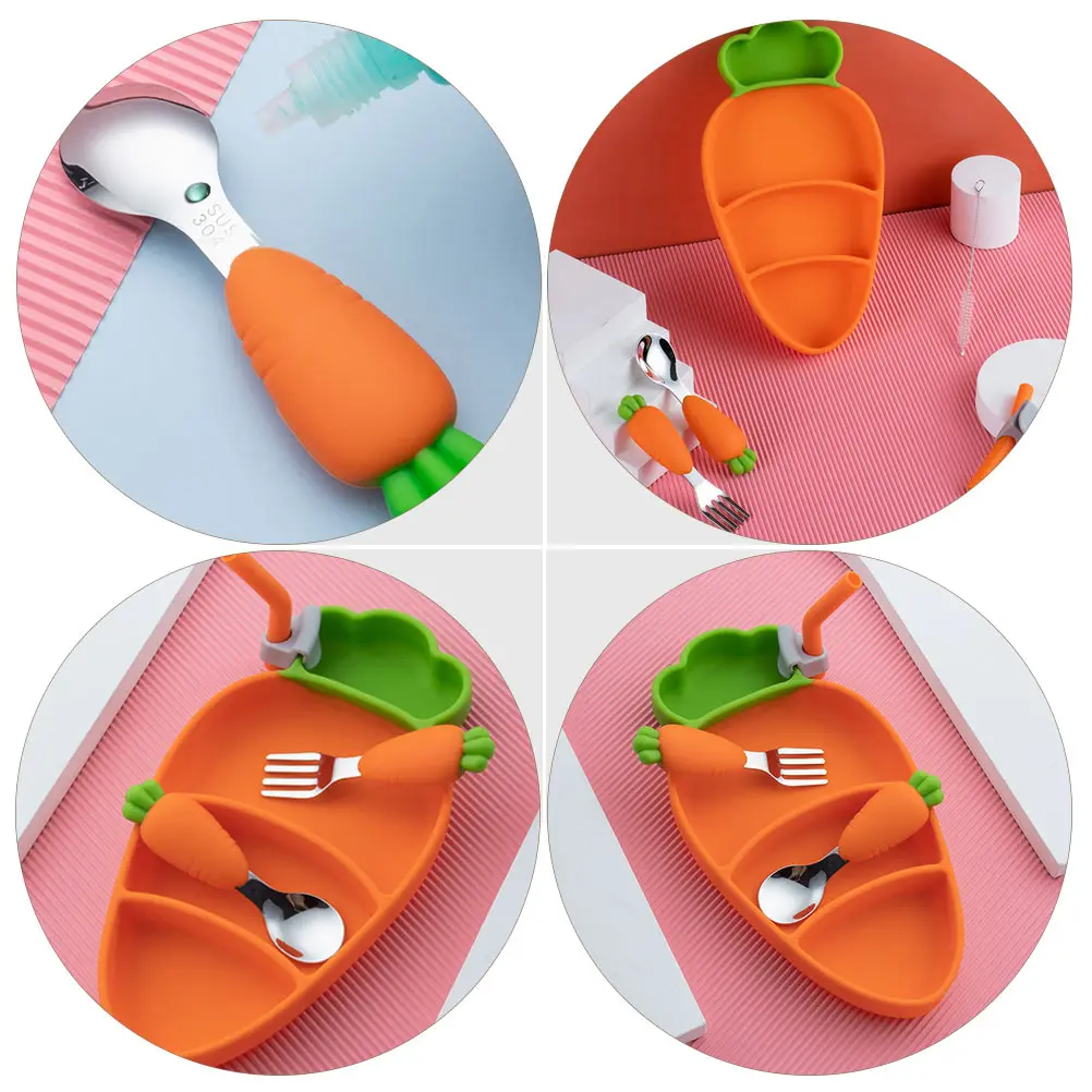 

Silicone Tableware Utensils Divided Plate for Young Adorable