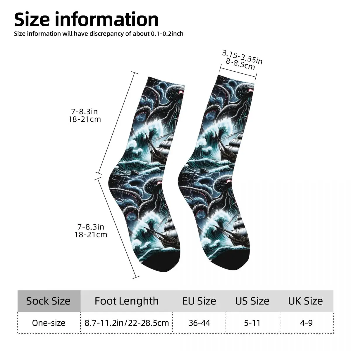 Funny Crazy Sock for Men Giant Octopus Hip Hop Vintage Nautical Octopus Seamless Pattern Printed Boys Crew Sock Casual Gift