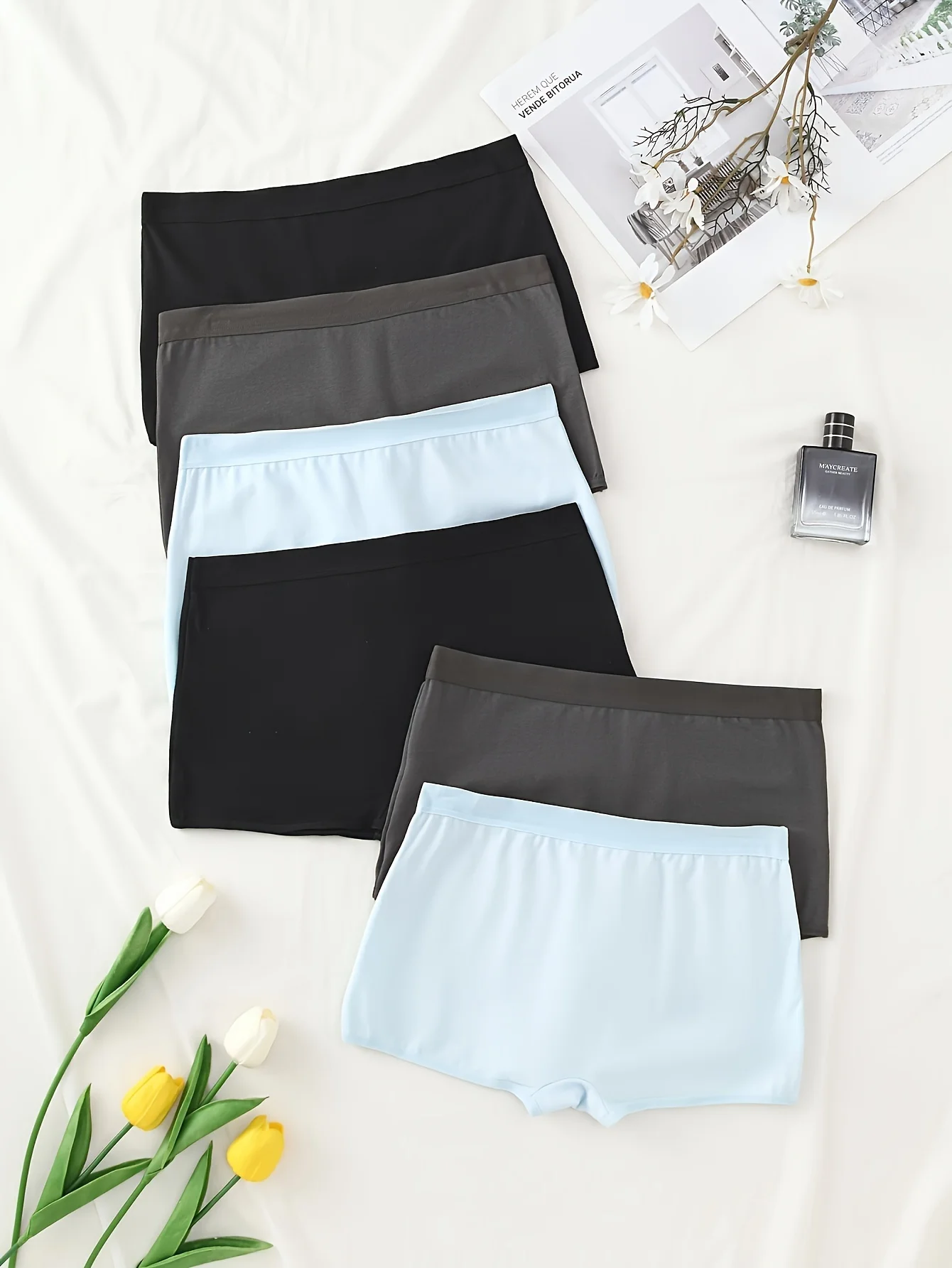 Roupa íntima feminina básica de 6 peças, calças boxer de algodão sem entupimento, roupa íntima quadrângulo feminina