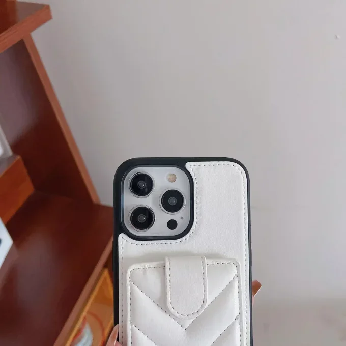 FF-16E Big V embroidered card holder for iPhone 14 Pro MAX Phone case iPhone13 shell high-grade metal cross-body