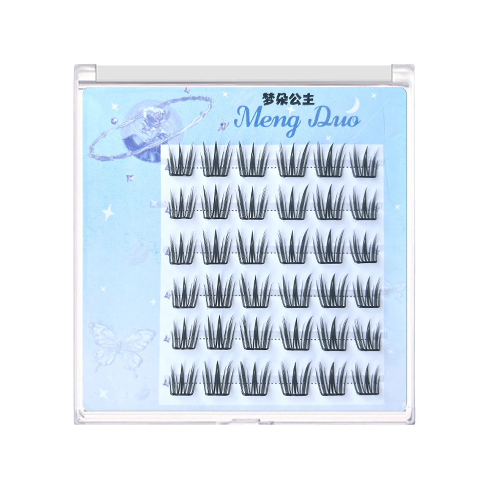 6 Rows Natural Wispy Pre-glued False Eyelashes Clusters Lightweight Thin Band Lashes Extension Makeup Tools Enlarge Your Eyes