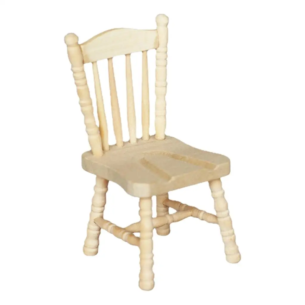 Sedie per bambole in legno Mobili in miniatura artigianali Accessori per case delle bambole in scala 1/12 per sala giochi della casa delle bambole