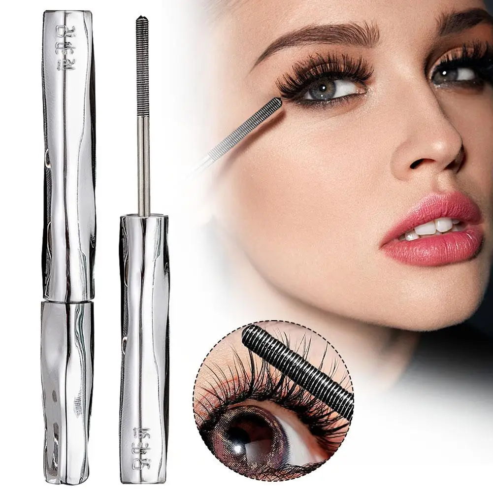 Metal Iron Lashes Mascara Waterproof Silk Fiber Mascara Black Long Curling Eyelash Extensions Non-clumping Eyes Makeup Cosmetics