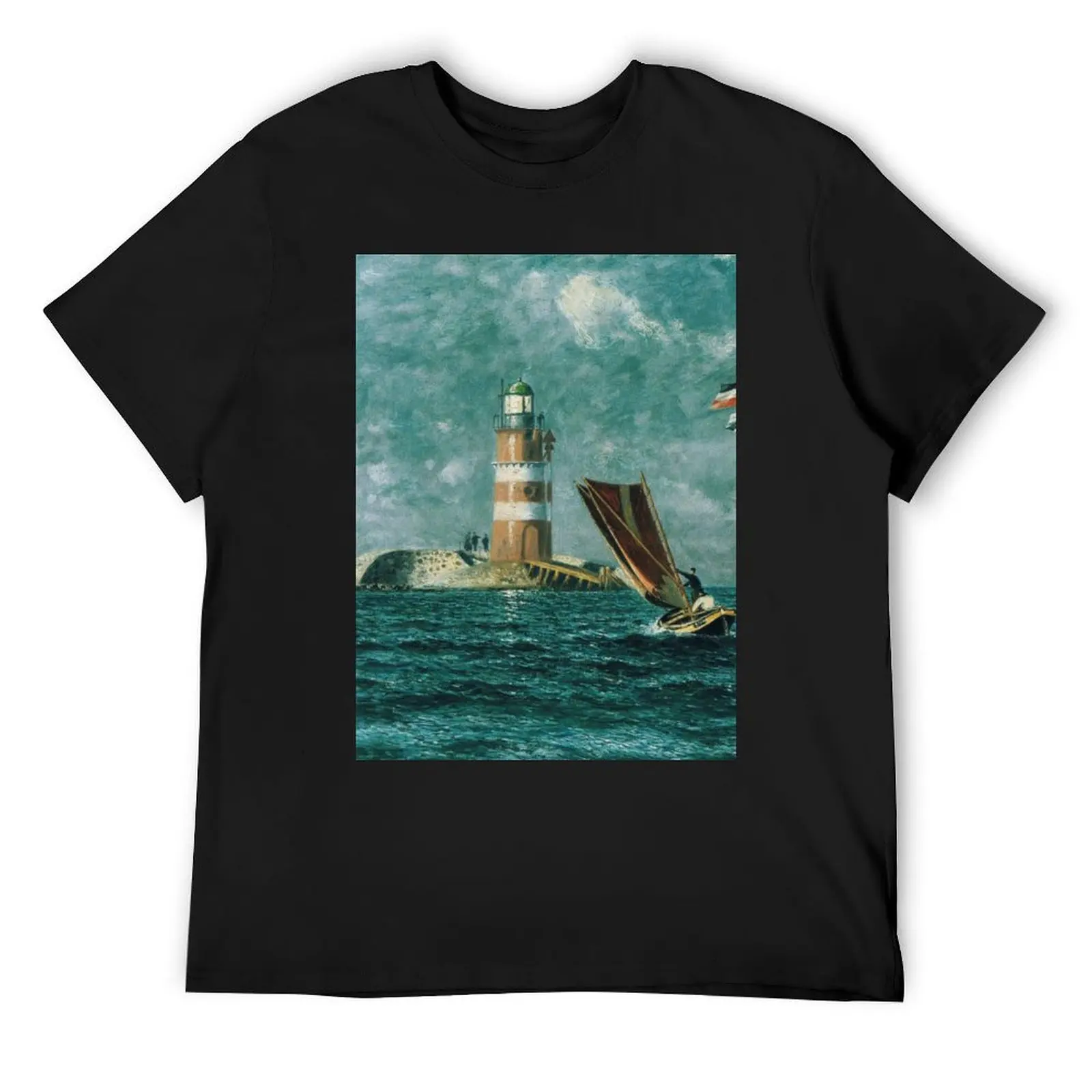 

Vintage Painting of a Coastal Lighthouse (1895) T-Shirt T-shirts oversize funny costumes oversized t shirt men
