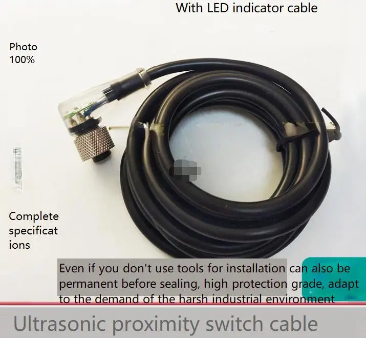 M12 cabo de conexão aviação plug interruptor de proximidade cabo 3-core 4-core 5-core led indicador pnp/npn