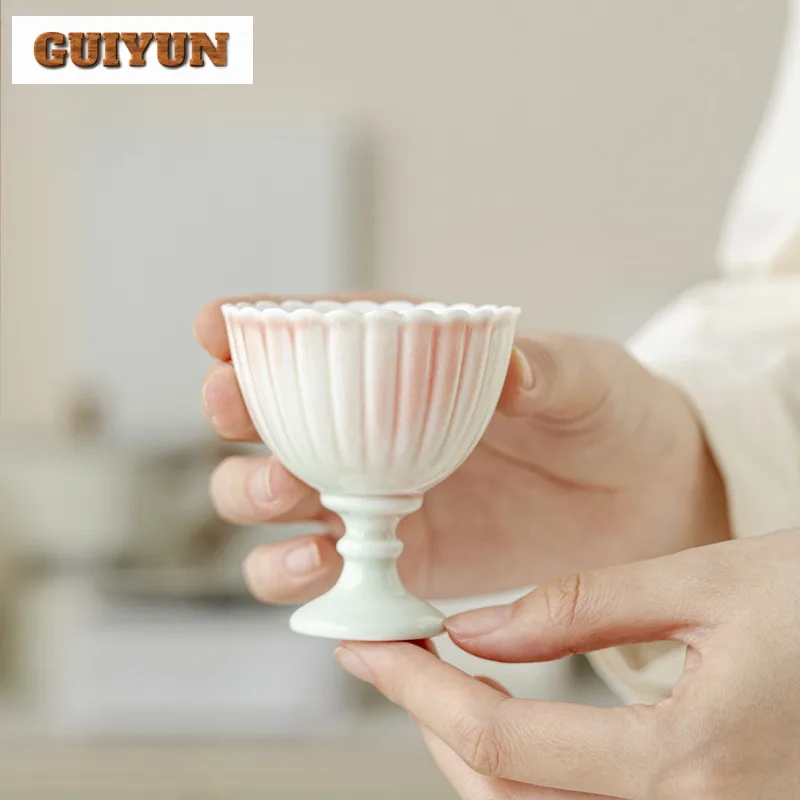 55ml Imitation Song Grapefruit Jasmine High Foot Cup Chrysanthemum Mouth Tea Cup Women Master Cup Mugs Kung Fu Teaset Drinkware