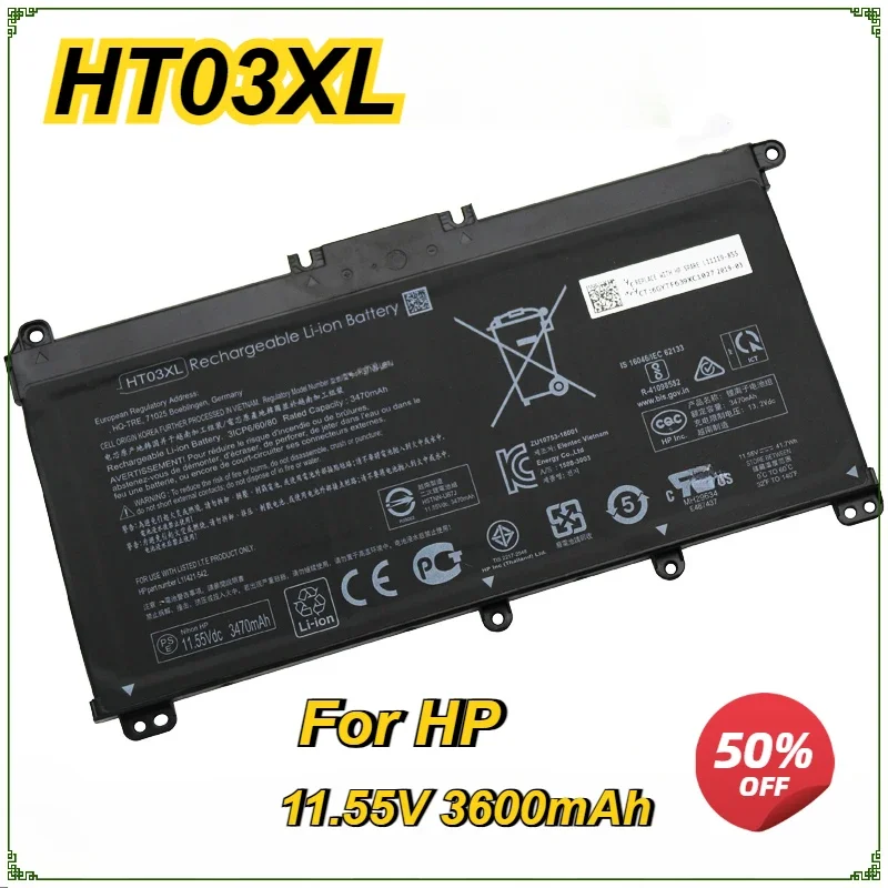 

New HT03XL Laptop Battery for HP Pavilion 14-CE0025TU 14-CE0034TX 15-CS0037T 250 255 G7 HSTNN-LB8L/LB8M/DB8R 11.55V 3 Cells