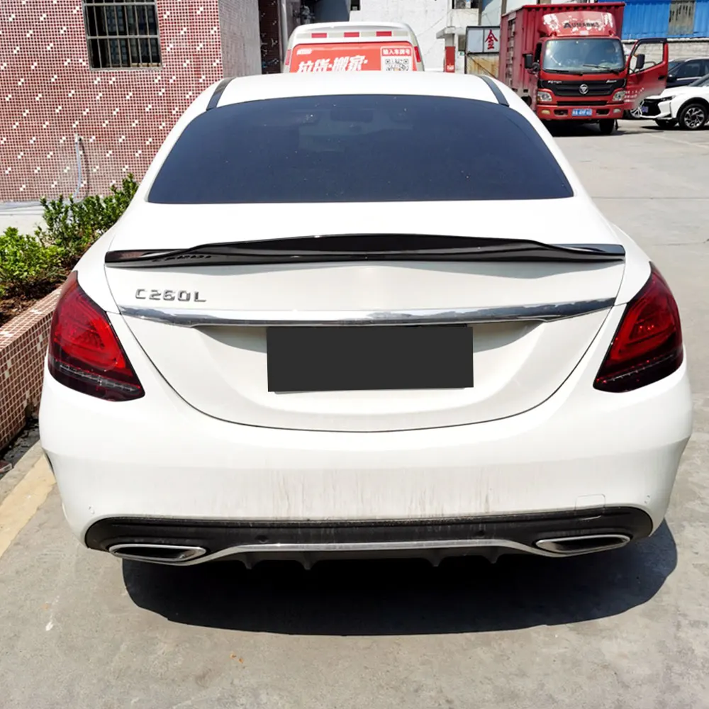 For Mercedes Benz W205 AMG Series 2015-2019 Rear Luggage Lid Spoiler ABS Plastic Black PSM Style Tail Wing Automotive Accessorie