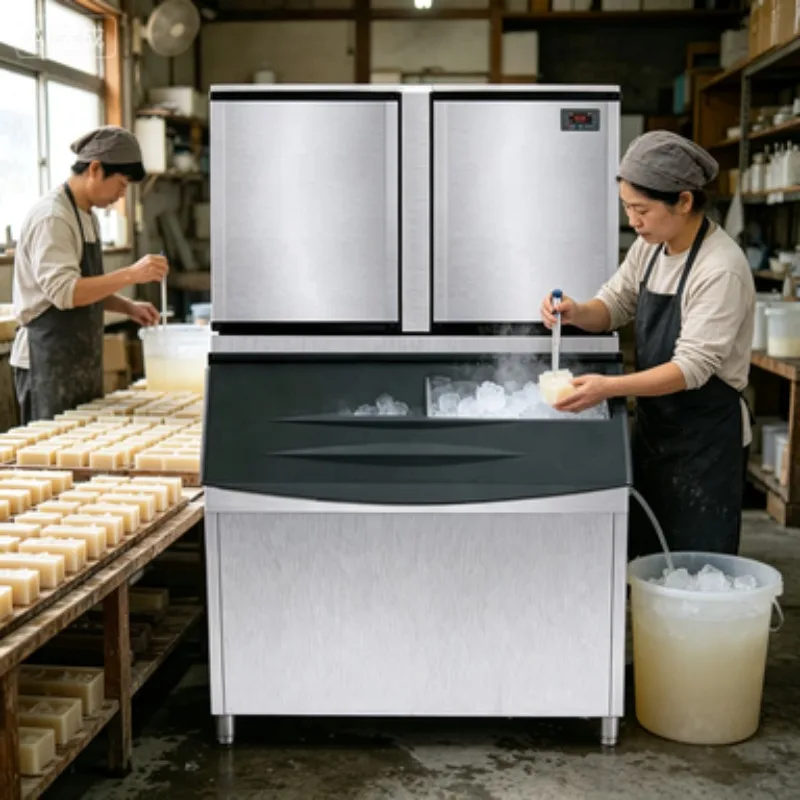 400kg/24H Commercial Ice Maker Machine Stainless Steel Cube Ice Automatic for Seafood Supermarket Restaurant Sale