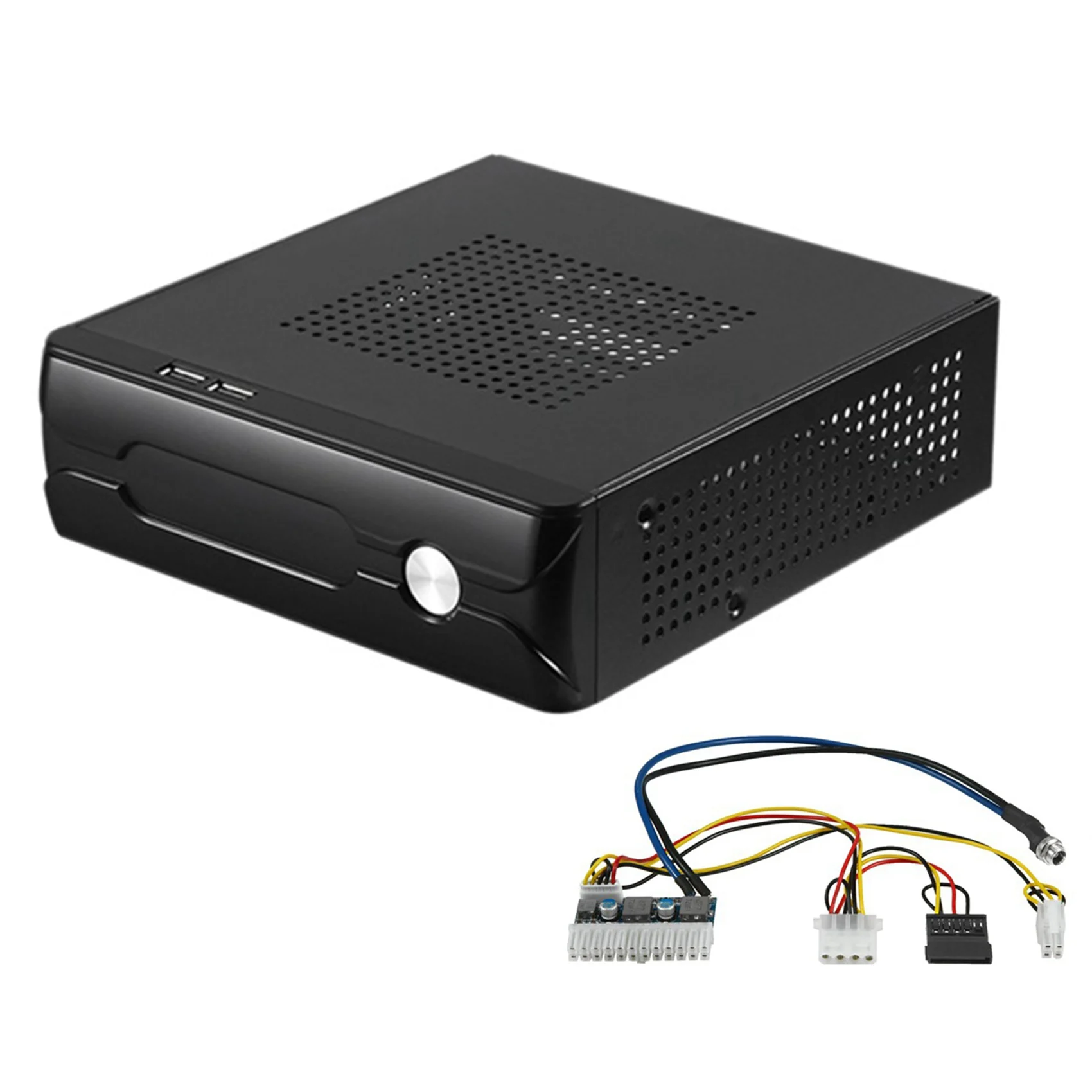 M03 HTPC ITX Case+84W 12V Power Supply Board HTPC Chassis USB2.0 ITX Enclosure Industrial Control Chassis