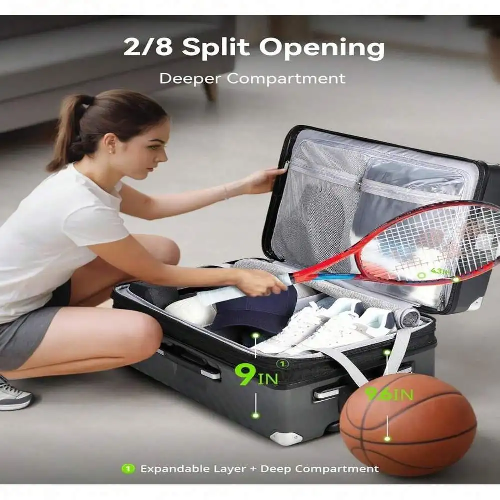 28 Inch 92.2L Expandable Hard Shell Trunk Luggage - Shock-Absorbing Spinner Wheels Large Suitcase For Long Trips