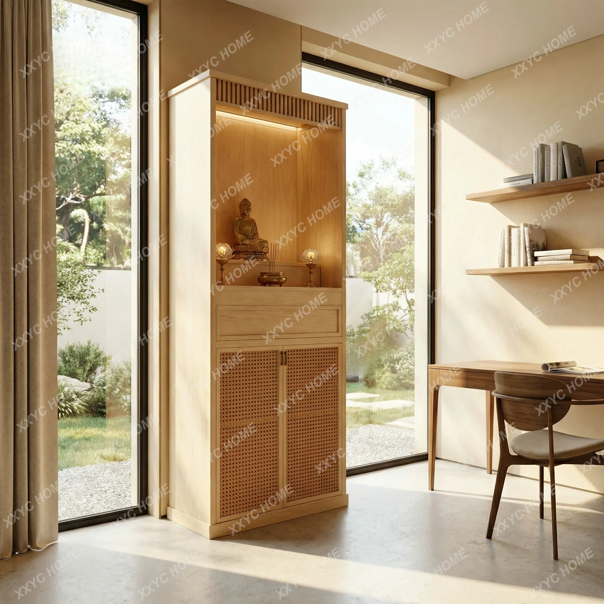 

Modern solid wood vertical cabinet living room home Guanyin Buddhist cabinet Shentai cabinet