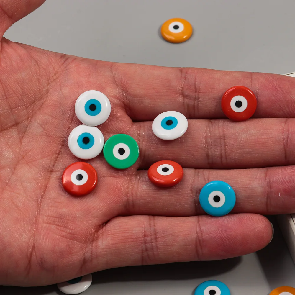10Pcs/lot Colorful Round Natural Mother of Pearl Evil Eye Beads for Women Making DIY Jewelry Necklace Bracelet Accessories