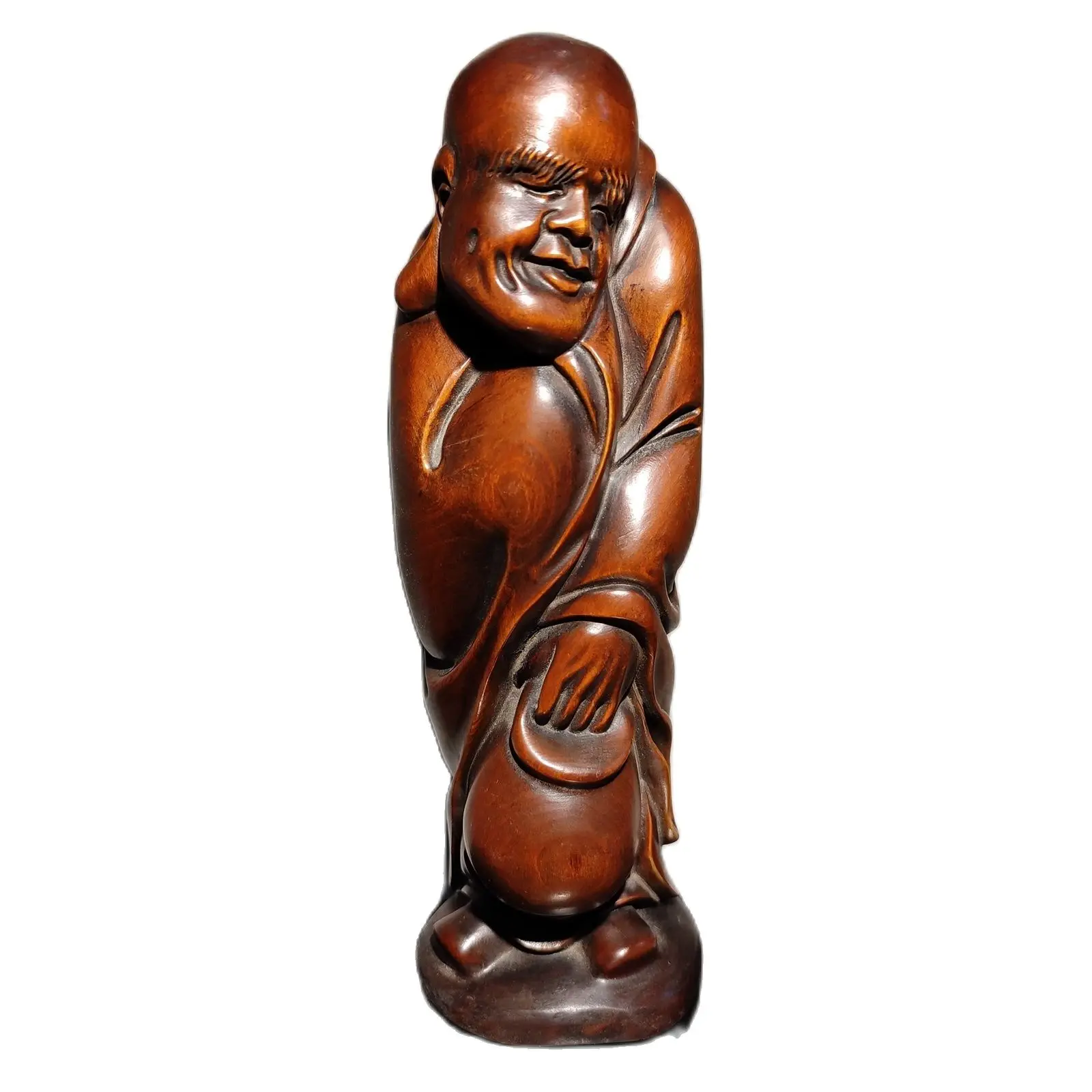 

wooden thinking man statue wood carving decorative sculpture home decor Buddha souvenir amusing